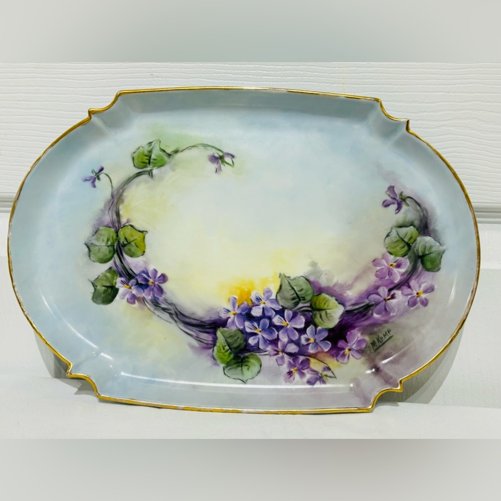 Antique La Seynie Limoges Floral Porcelain Decorative Dresser Tray